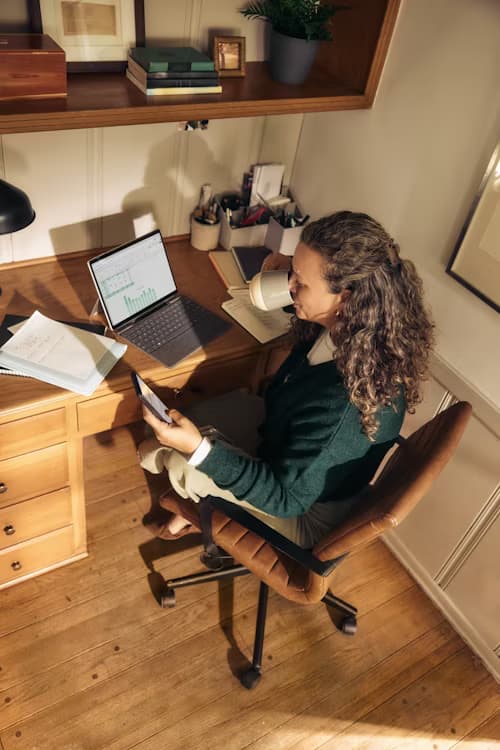 Woman working remotely